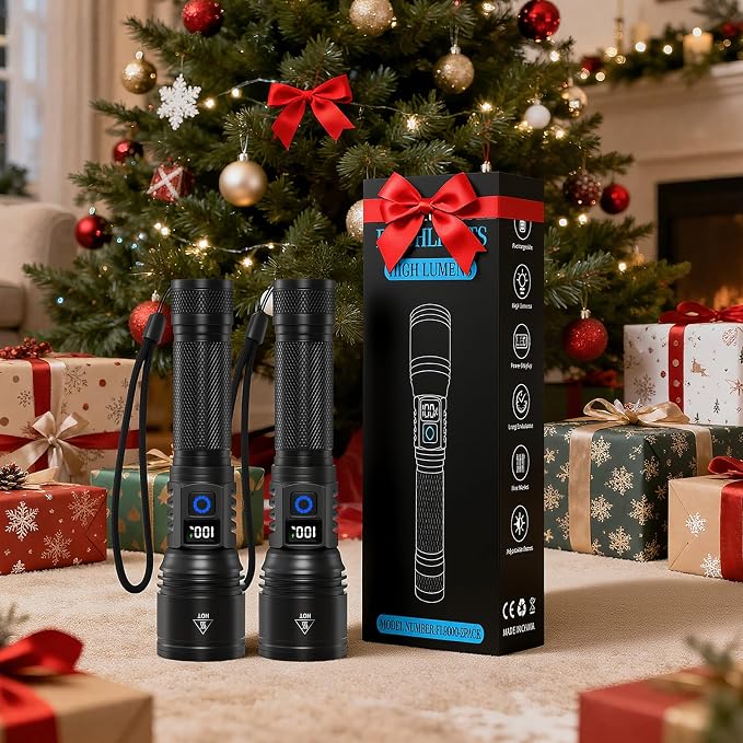 Rechargeable Flashlights High Lumens, 4Pack Super Bright Flashlight Rechargeable, LED Flashlight Powerful, Handheld Tactical Flash Lights for Home Emergencies Camping Essentials, Gifts for Men