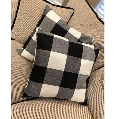 VAKADO Outdoor Farmhouse Buffalo Plaids Throw Pillow Covers 18x18 Set of 2 Black White Decorative Classroom Front Porch Classic Decor Retro Boho Cushion Cases Fall Home Rustic Check for Couch Patio