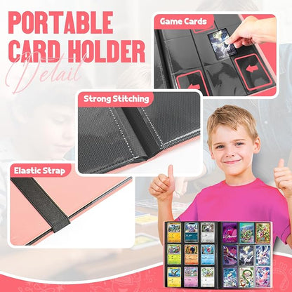 Card Binder 9-Pockets, Trading Card Binder, 20 Pages, 360 Card Capacity Collection Binder, Card Folder for MTG, TCG, Game Cards & Sports Cards(Pink)