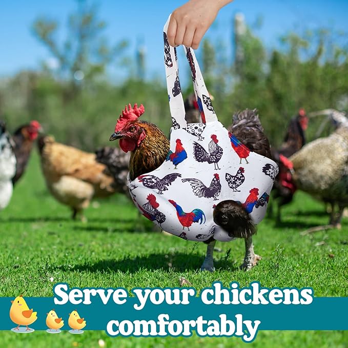 Paterr 2 Pack Chicken Holder Bag, Chicken Carrier Sling Catching Hand Bag Hen Sling with Handle Farm Supplies for Hen Rooster Transport Traveling Hiking Driving(White,13.5 x 13.5 Inch)