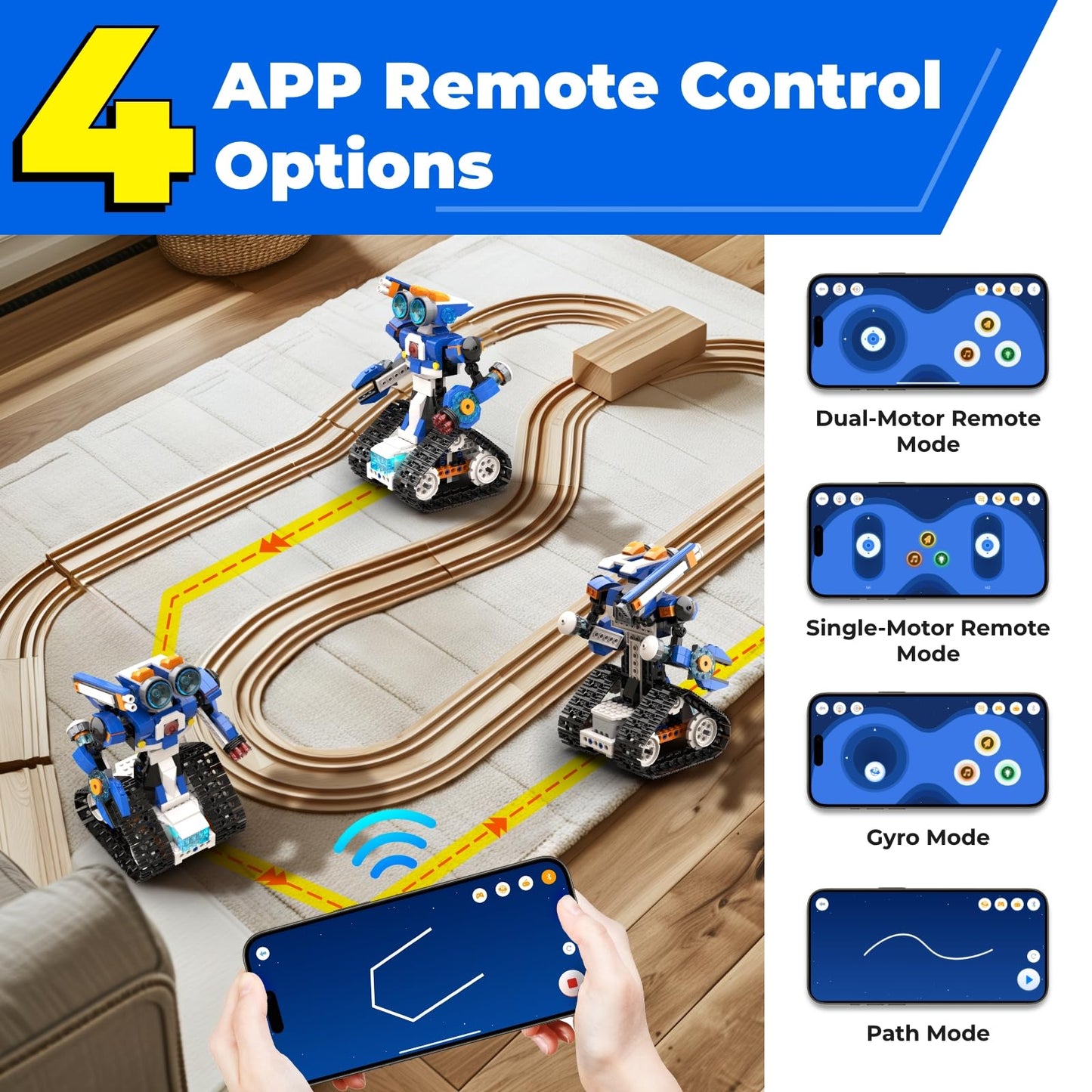 Apitor STEM Robot Toy 6-in-1 Robot Building Kit for Boys Age 8-12, APP Remote Control STEM Coding Toys, Educational Robotics Gifts for Boys Girls Kids Ages 7 8 9 10 11 12 (480 Pieces)