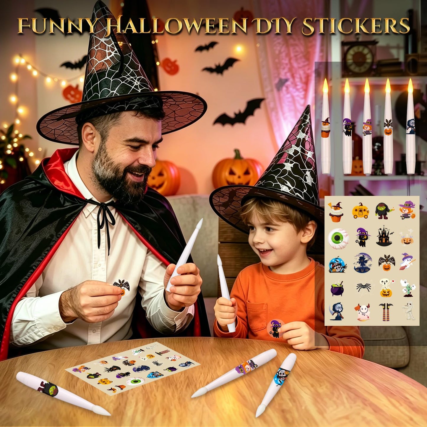 Floating Candles with Wand for Halloween Decorations: Upgraded 20Pcs Magic LED Hanging Floating Candle Battery Operated Flameless Candles with Timer for Birthday Gifts Halloween Party Indoor Décor