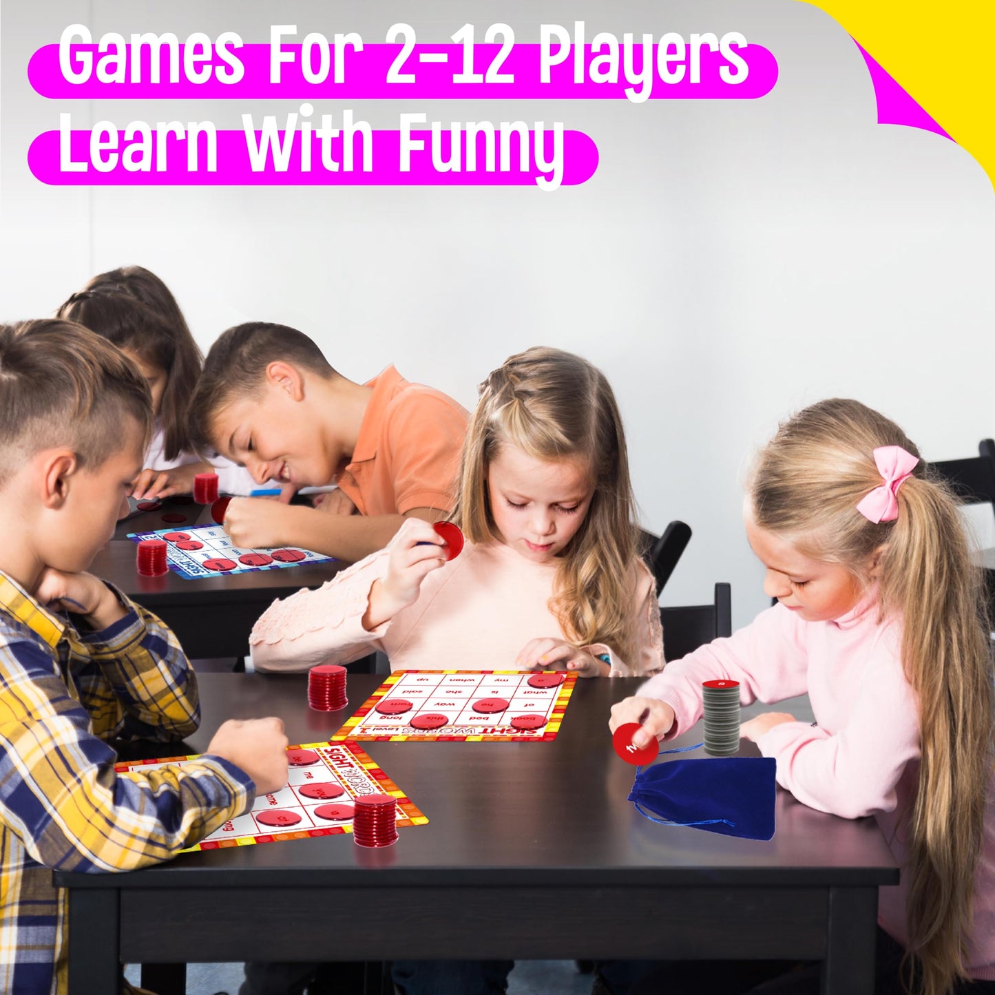 SpriteGru Sight Word Bingo Game, 120 Sight Words Learn to Read Level 1 & Level 2 Bingo Board Game Dolch's & Fry's Words Lists for Kindergarten and Preschool Kids 4-8, Perfect for Classroom & at Home