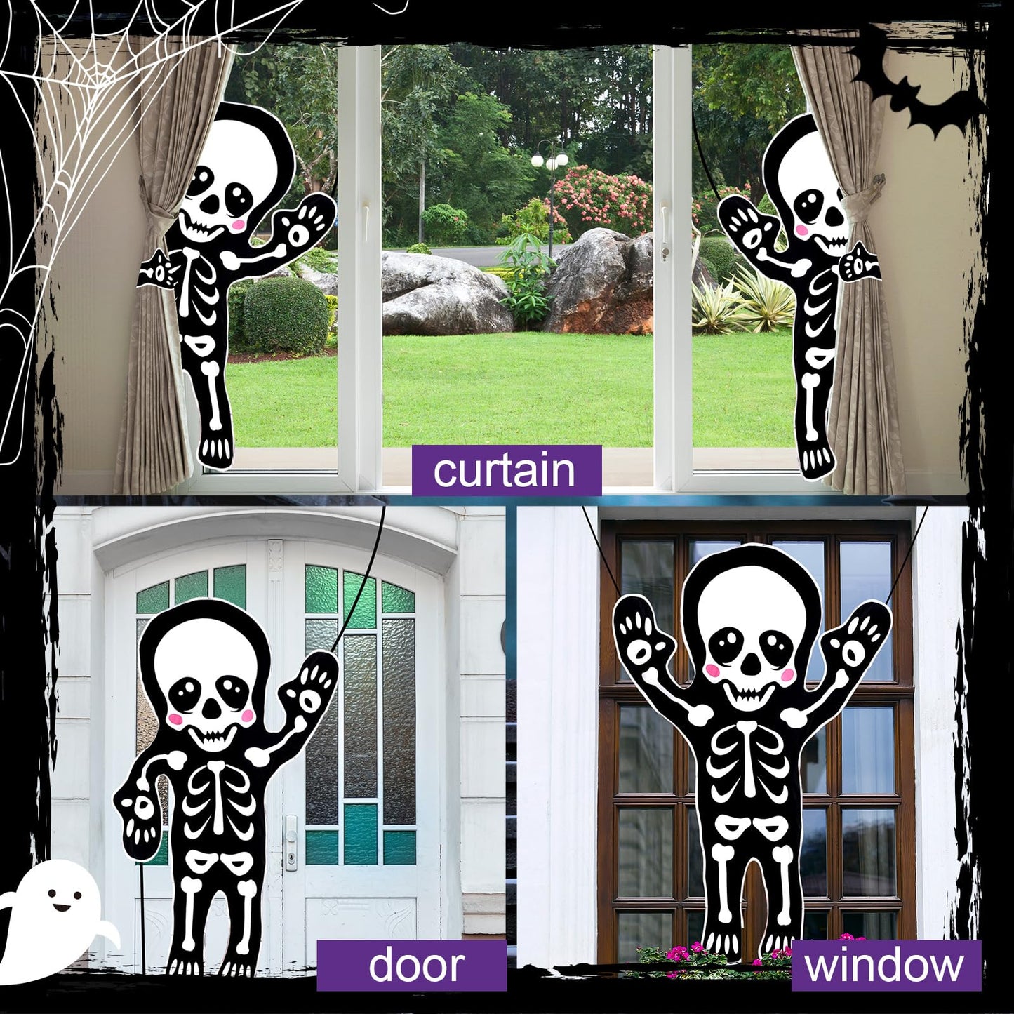 Halloscume 53 x 47'' Halloween Bendable Tree Wrap Skeleton Decoration Huge Cute Skeleton Design Decorations for Halloween Outdoor Indoor Lawn Tree Decor House Props Supply
