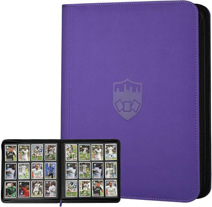 12 Pocket Ringless Side Loading Trading Card Binder, 720 Cards PU Fixed Page Zipper Card Album for TCG Sports Game Cards, Not Fit Top Loaders(Purple)