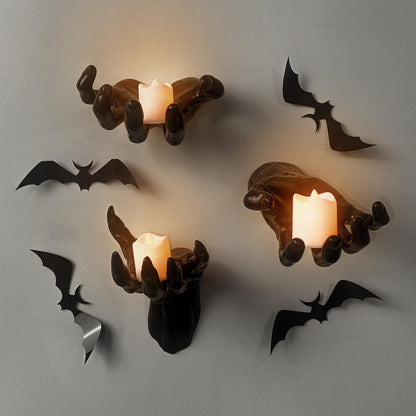 97 Decor Scary Halloween Decorations Indoor - Dark Hand Wall Mount, Gothic Home Decor Aesthetic, Spooky Wall Art Halloween Sculpture For Bedroom, Creepy Witch Hands Hanging Keys Jewelry (include Bats)