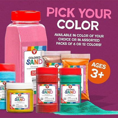 Hygloss Colored Sand for Craft – 6 Assorted Colors Bags – 3 lb– Vibrant Colorful Fine Sensory Play Sand Art Kits for Kids – Classroom Activities for Children 3 4 5 6 7 8 9 10 11 12 – Safe for Ages 3+