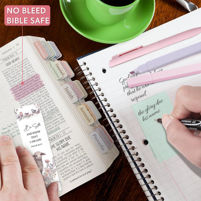 Bible Study Supplies Journaling Kit for Women, Bible Study Kit with 14 No Bleed Highlighters and Pens, 2 Transparent Sticky Notes, 2 Index Stickers, 75 Tabs for Christian Gifts