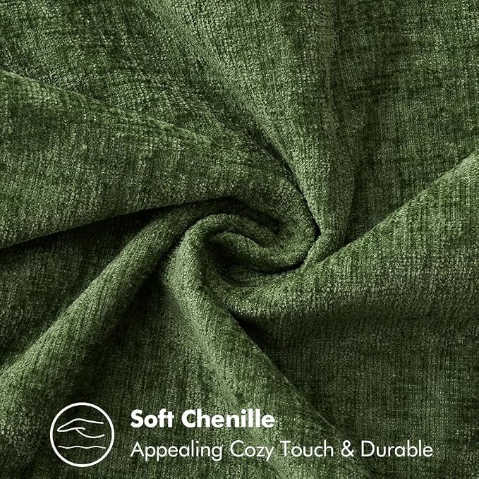 MIULEE Pack of 2 Euro Sham Pillow Covers 26x26 Inch Moss Green Farmhouse Decorative Throw Pillow Covers with Stitched Edge Soft Chenille Pillow Covers for Couch Sofa Bed Living Room, Forest Green