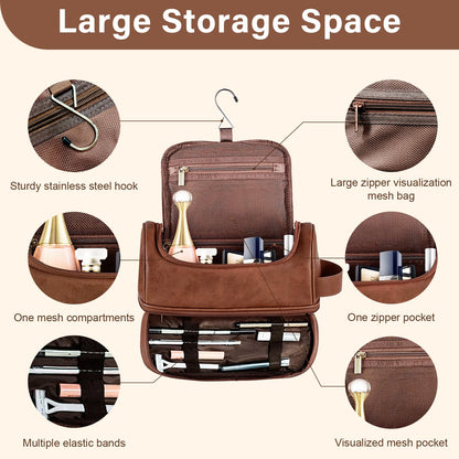 Sparklove Personalized Gifts for Men -Personalized Initial Toiletry Bag with Laser Engraved Monogram - Leather Travel Kit Shaving Organizer - Unique Present for Him, Husband, Boyfriend, Dad