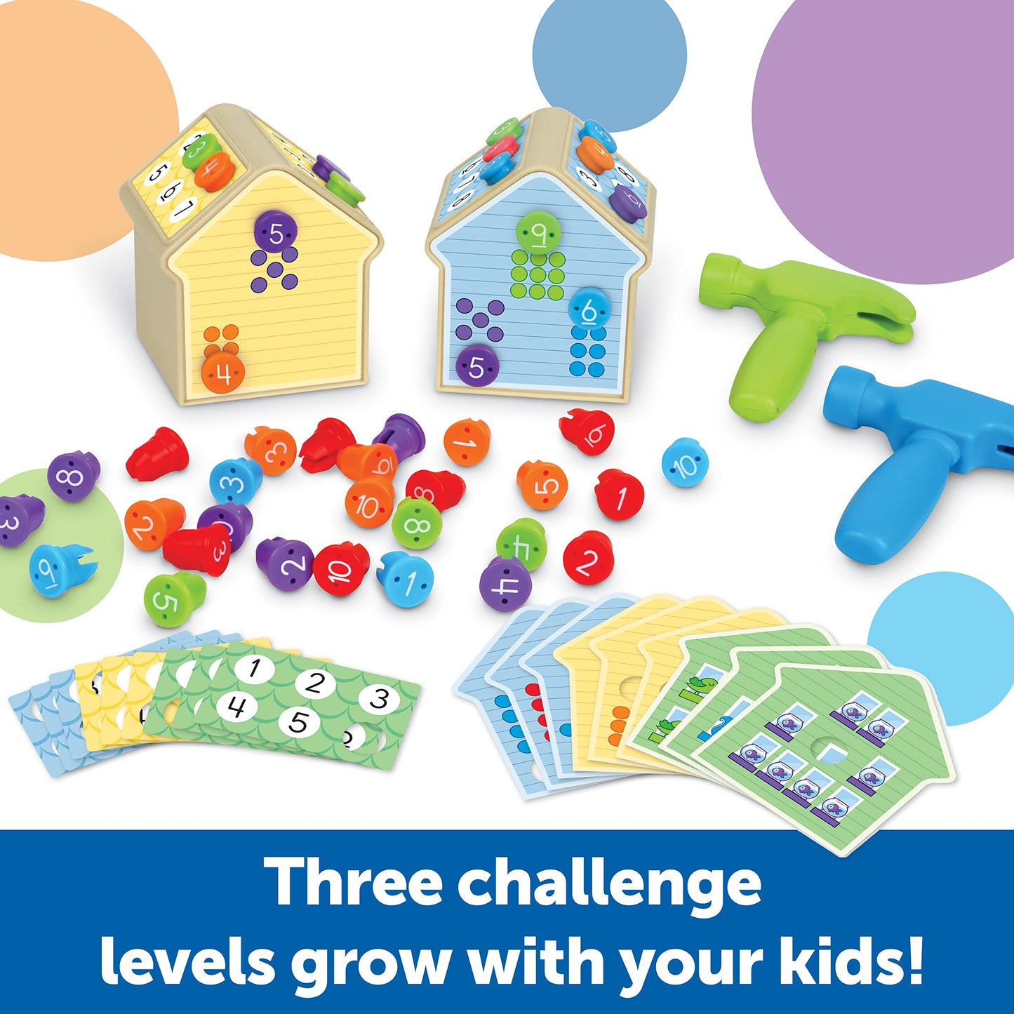 Learning Resources Number Nails Activity Set - Math Manipulatives for Preschoolers Games, Counting Hammer Toy, STEM Fine Motor Skills, Kindergarten Educational Activities, Gifts for Boys and Girls