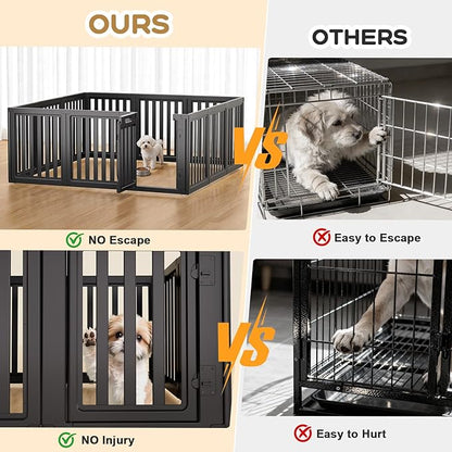 Dog Playpen, Clear Dog Pen, Dog Pen Indoor, Easy to Install and Remove Dog Play Pen, Puppy Playpen Suitable for Dogs, Cats,Dog Playpen Indoor (Black, 23.6 inch Height, 12 Panels)