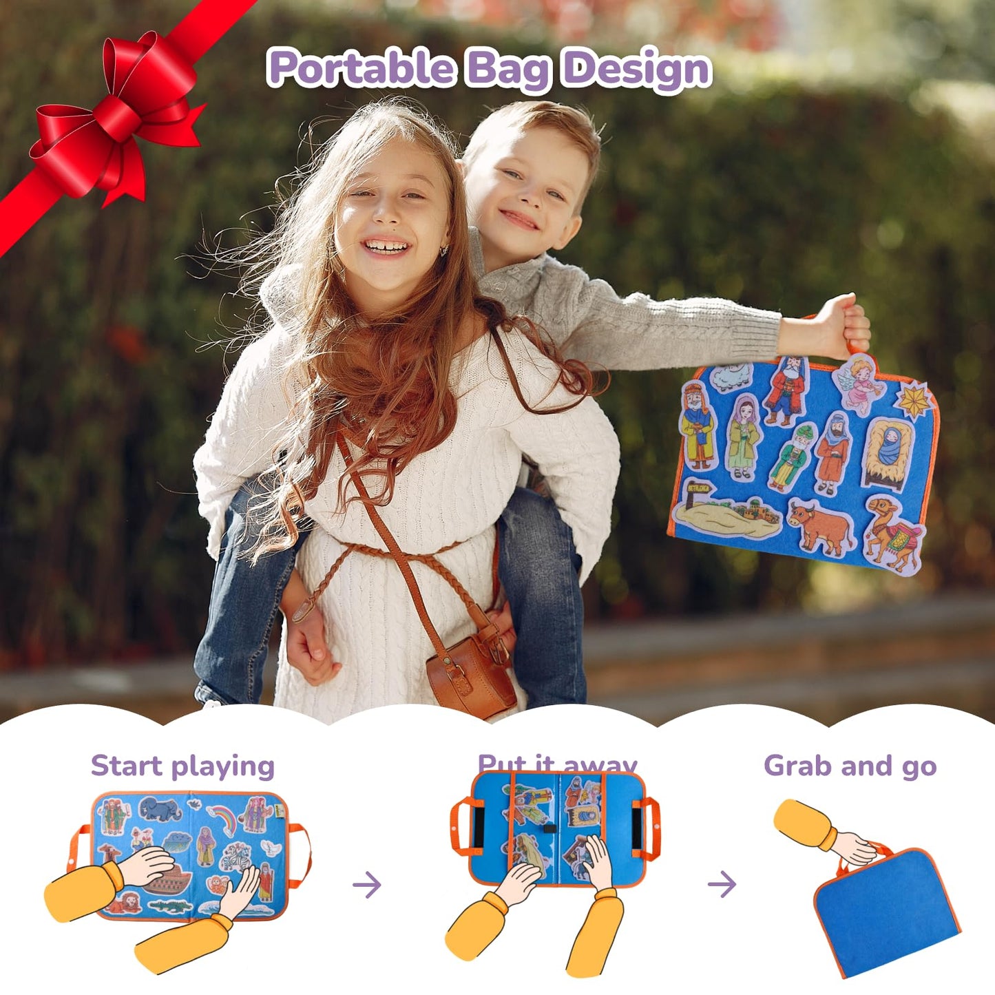 CHEFAN 12 Pack Felt Board Bible Stories Pieces,Flannel Board Stories for Preschool Activities Included a Felt Bag
