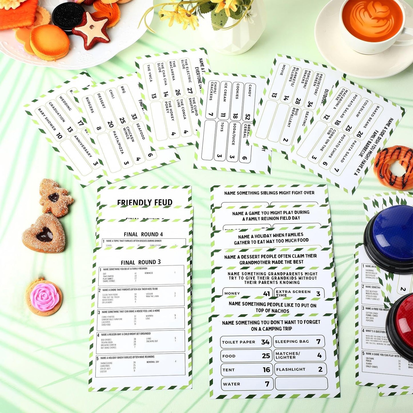 Humyoun Family Reunion Friendly Feud Game with 2 Answer Buzzers, Feud Cards for Game Night Fun Trivia Quiz for Party Groups Team Building(Colorful, Family)