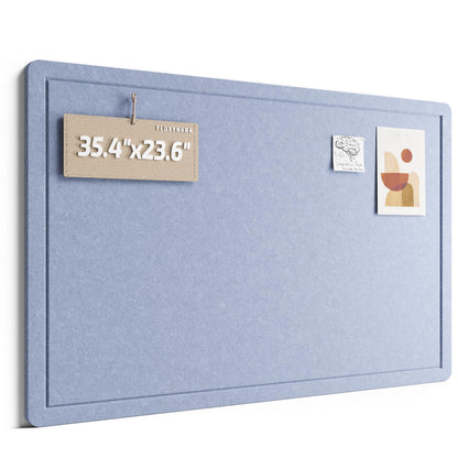 Fluxynara Bulletin Board,35.4" x 23.6" Cork Board Alternative with 12 Safe Removable Adhesive Tabs, Foldable Felt Pin Board for Home Office, Classroom, Bedroom,Entryway for Walls—Soft Periwinkle