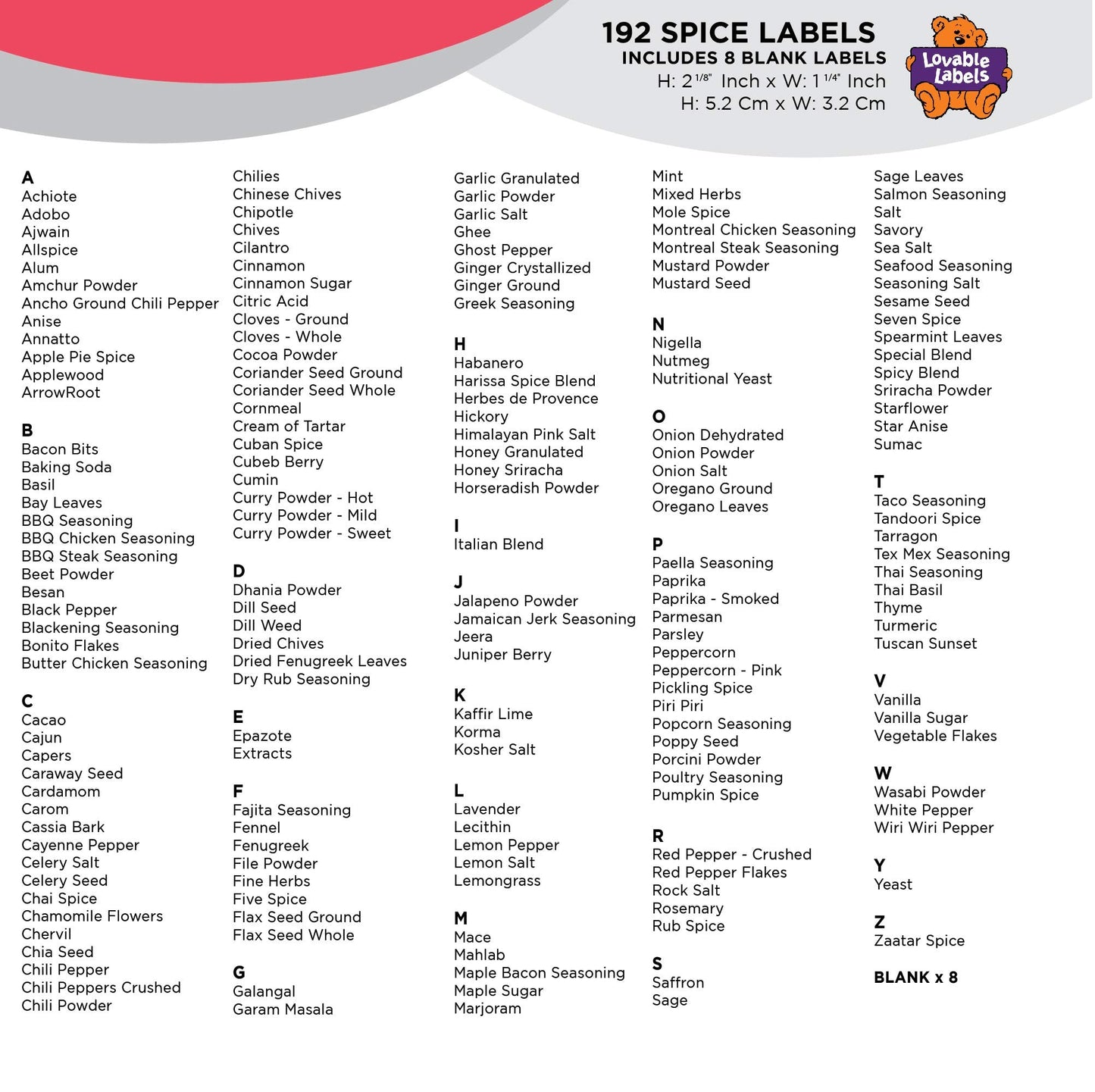 Lovable Labels Farmhouse Minimalist Black Spice Jar Labels - 184 Preprinted + 8 Blank Write-on Stickers Dishwasher Save & Waterproof Great for Spices and Seasonings Set to Organize Your Spice Rack
