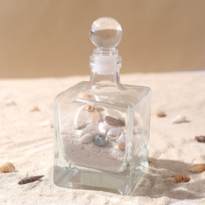 Magic Season Decorative Glass Bottle - 7 fl oz. Square Bottle (1 Set w/Glass Stopper)