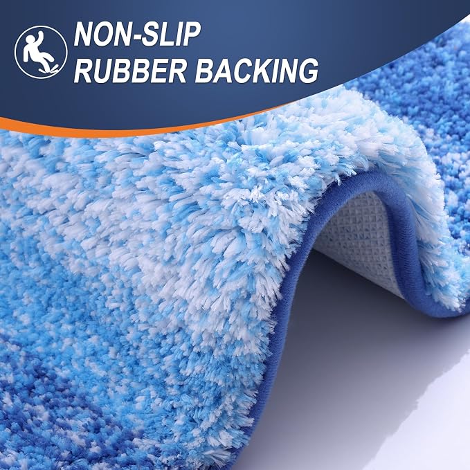 OLANLY Large Bathroom Rugs Mat 45x27, Extra Soft Absorbent Microfiber Bath Rugs, Rubber Backing, Quick Dry, Washable Bath Mats for Bathroom, Tub and Shower, Home Decor Accessories, Light Royal Blue