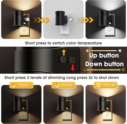 L LOHAS LED Night Lights Plug into Wall, Dimmable Night Light 2pack, 3CCT Adjustable Light Color and Brightness, Multi-Scenario use, for Living Room, Kitchen, Hallway, Bathroom
