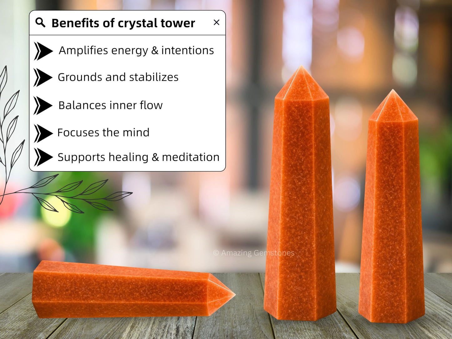 Amazing Gemstone Peach Moonstone Crystal Towers - Natural Healing Crystal Point Obelisk for Reiki Healing and Crystal Grid (2" to 3" INCH)