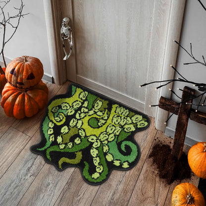 Percozzi Octopus Rugs Halloween Bathroom Rug Tentacles Bath Mat Non Slip Bathroom Mat Ocean Animal Cthulhu Tufted Rug for DND RPG Gamers Fans Nautical Enthusiasts 27.6"x22.2"