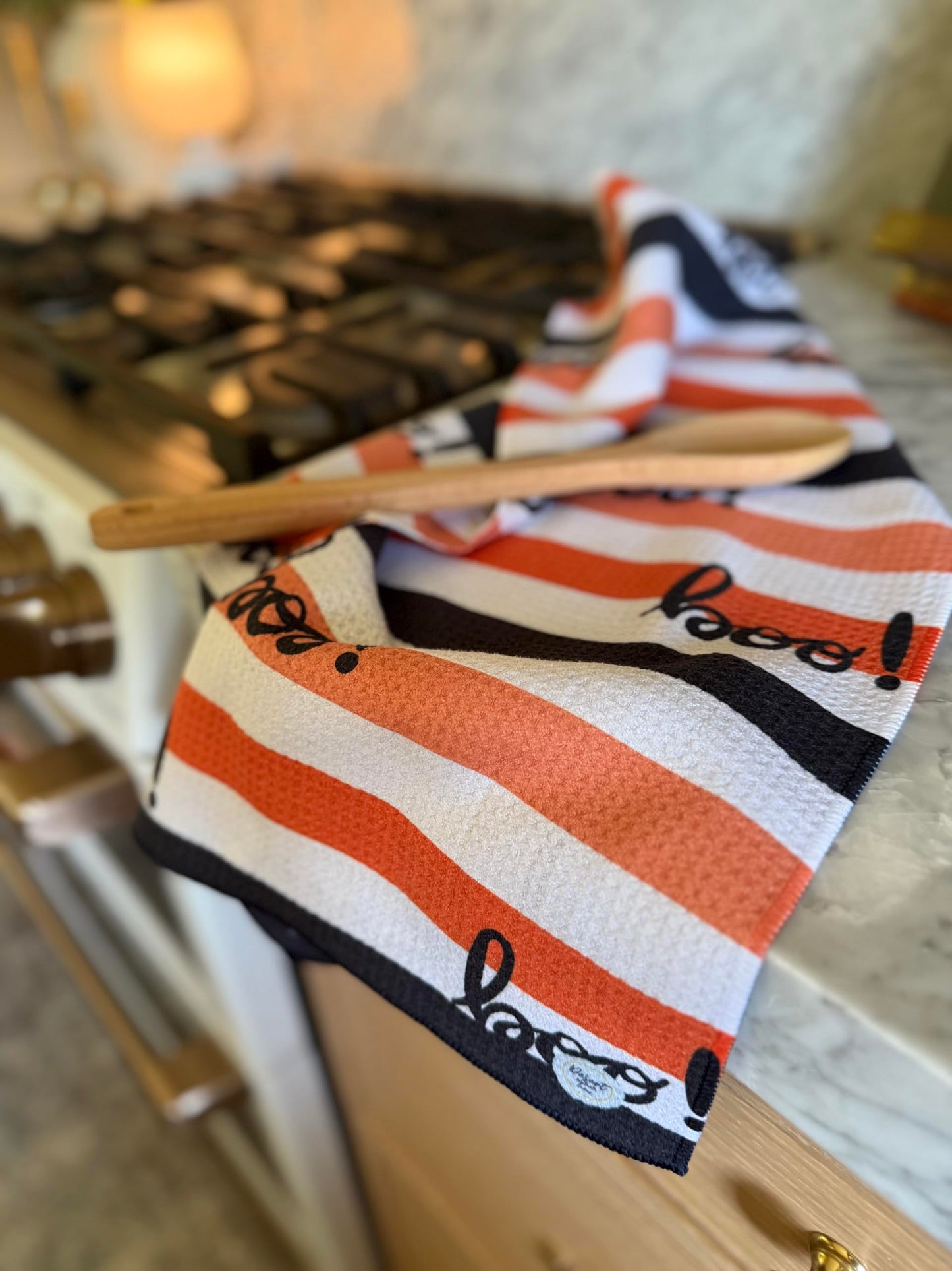 Desert Aqua 2 Pack || Double Sided|| Not Your Ordinary Kitchen Towels || Dish Towels || Quick Dry || Waffle Weave Microfiber || Designer Prints || Highly Absorbent || Hanging Hook (Halloween Boo)