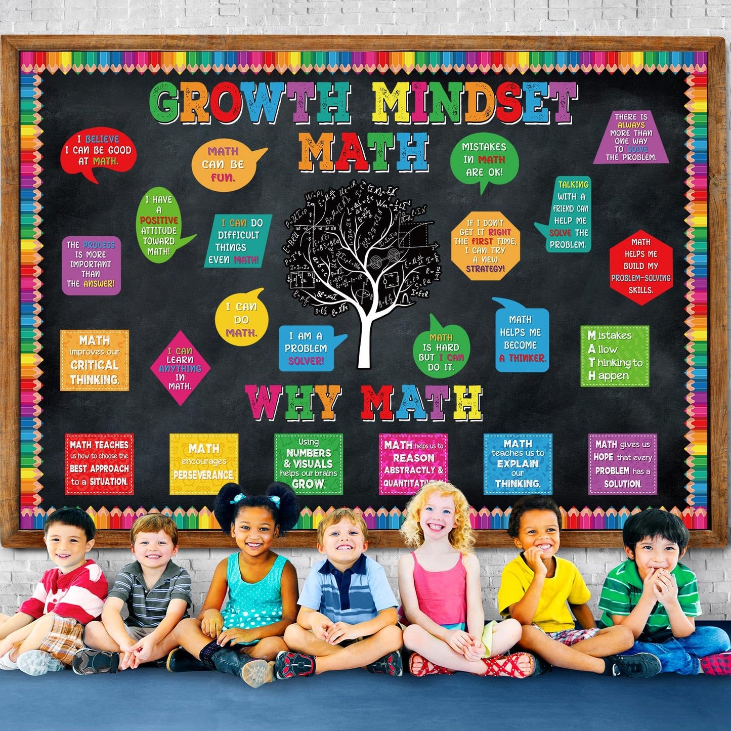 Pajean 68 Pcs Growth Mindset Math Bulletin Board Set Math Inspirational Posters Classroom Decorations for Elementary Middle High School Mathematics Education Posters Teacher Supplies