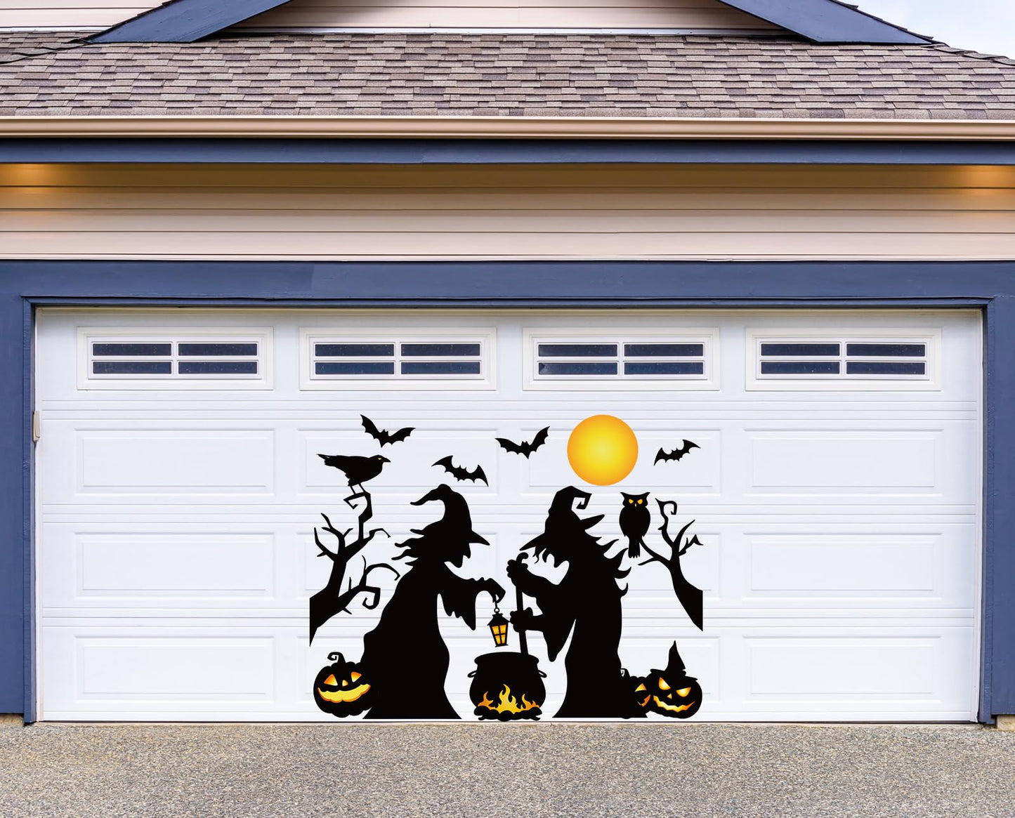 JarThenaAMCS 17Pcs Halloween Witch Garage Decoration Magnet Stickers Withered Tree Pumpkin Bat Refrigerator Decals for Hocus Pocus Party Home Door Car Decor