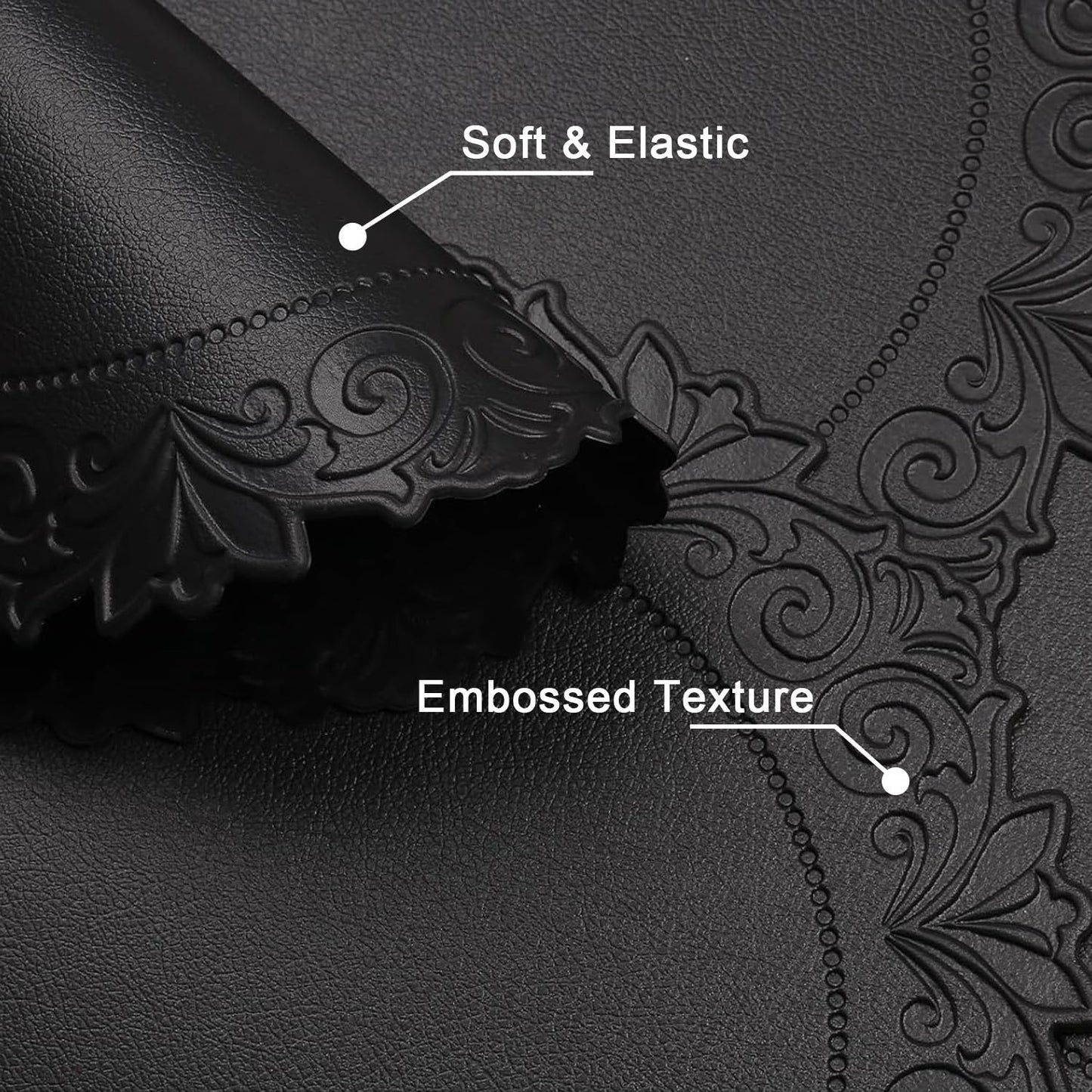 Noctiflorous Round Faux Leather 15 Inch Placemats Set of 4 Waterproof Wipeable Heat Resistant Tablemat for Dining Table Kitchen Non Slip Washable Oilproof Table Place Mat for Indoor Outdoor(Black, 4)