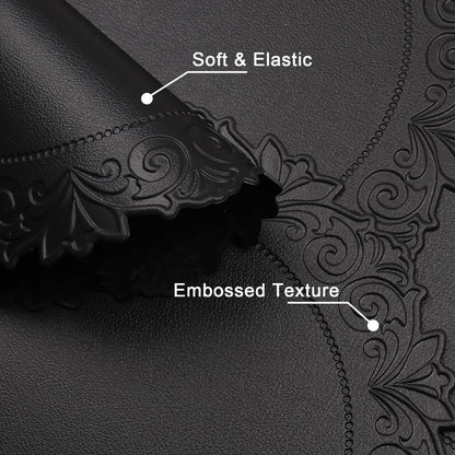 Noctiflorous Round Faux Leather 15 Inch Placemats Set of 4 Waterproof Wipeable Heat Resistant Tablemat for Dining Table Kitchen Non Slip Washable Oilproof Table Place Mat for Indoor Outdoor(Black, 4)