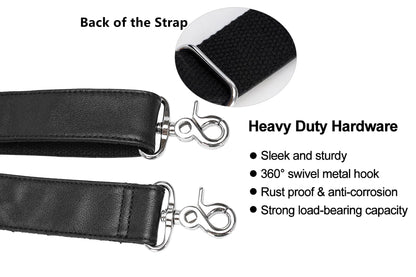 Masa Kawa Full Grain Leather Shoulder Strap - Replacement Bag Straps for Laptop Briefcase, Messenger, Duffel, Crossbody, Travel Bags