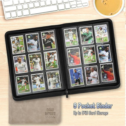 Trading Card Binder, Premium 9 Pocket Double Sided 540 Pocket PU Card Collection Binder, Collectible Trading Card Albums for MTG, TCG, Sport Card, Game Cards (Ecru)