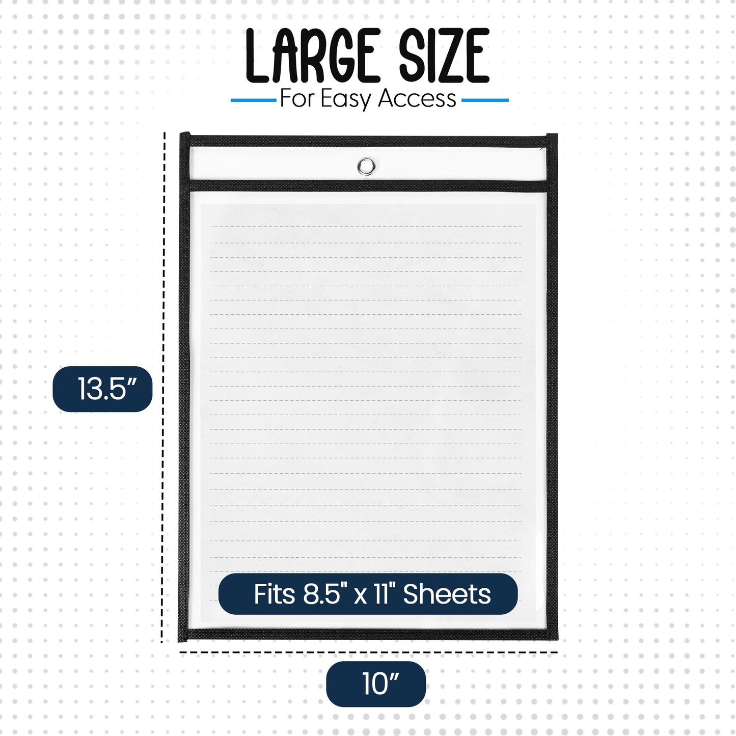 Essex Wares - 30 Pack, Black, Dry Erase Pocket Document Protectors, 10" Wide x 13.5" Tall - Dry Erase Clear Plastic Sleeves - Reusable & Easy Erase Plastic Invoice Holders, Water-Resistant & Durable