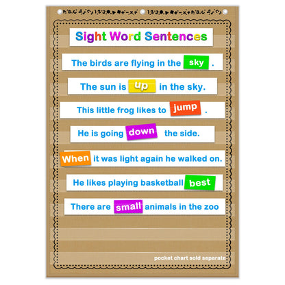 EAMAY Standard Pocket Charts, Clear 10 Pocket Chart for Teacher Lessons in a Classroom or Home Use – Fits Standard 3” Sentence Strips and Word Cards, Brown