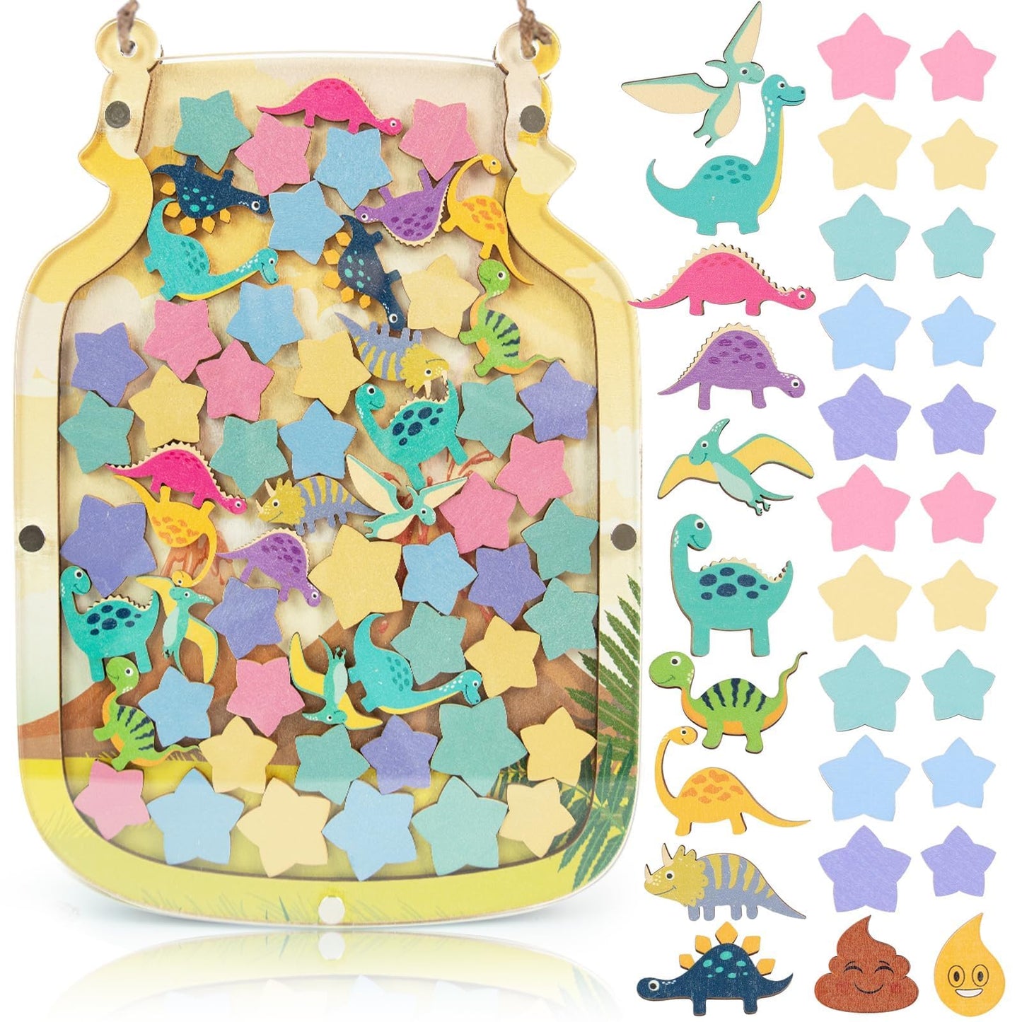 102 Dinosaur Reward Jar for Toddlers Reward Chart for Kids Back to Shcool Dinosaur Behavior System Chart Jar for Chiildren 8.8" X 12" Incentive Behavior Jars for Boys Girls School Classroom Students
