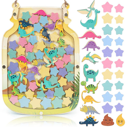 102 Dinosaur Reward Jar for Toddlers Reward Chart for Kids Back to Shcool Dinosaur Behavior System Chart Jar for Chiildren 8.8" X 12" Incentive Behavior Jars for Boys Girls School Classroom Students