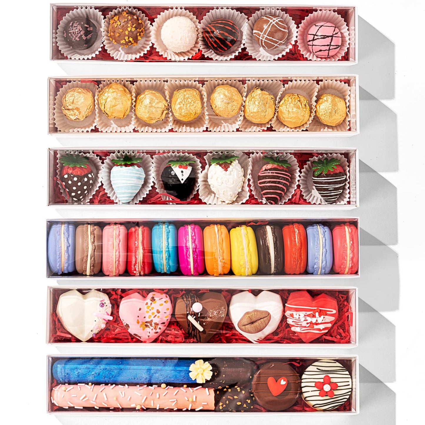 SLShePack 20Pack 12x2.25x2 Inches Chocolate Covered Strawberries Boxes for 6, Macaron boxes for 12, Long Box for Cocoa Bombs,Cookies,Truffle,Cake Ball