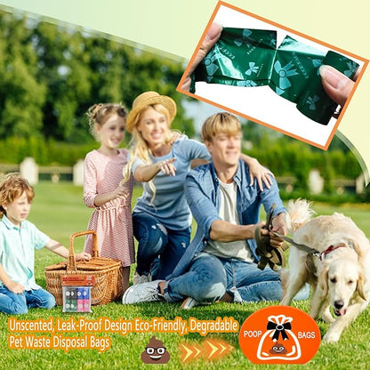 Biodegradable Pet Waste Bag Refill Roll, Heavy-Duty (120 Bags/8 Rolls/4 Colors) Unscented, Leak-Proof Design Eco-Friendly, Degradable Pet Waste Disposal Bags