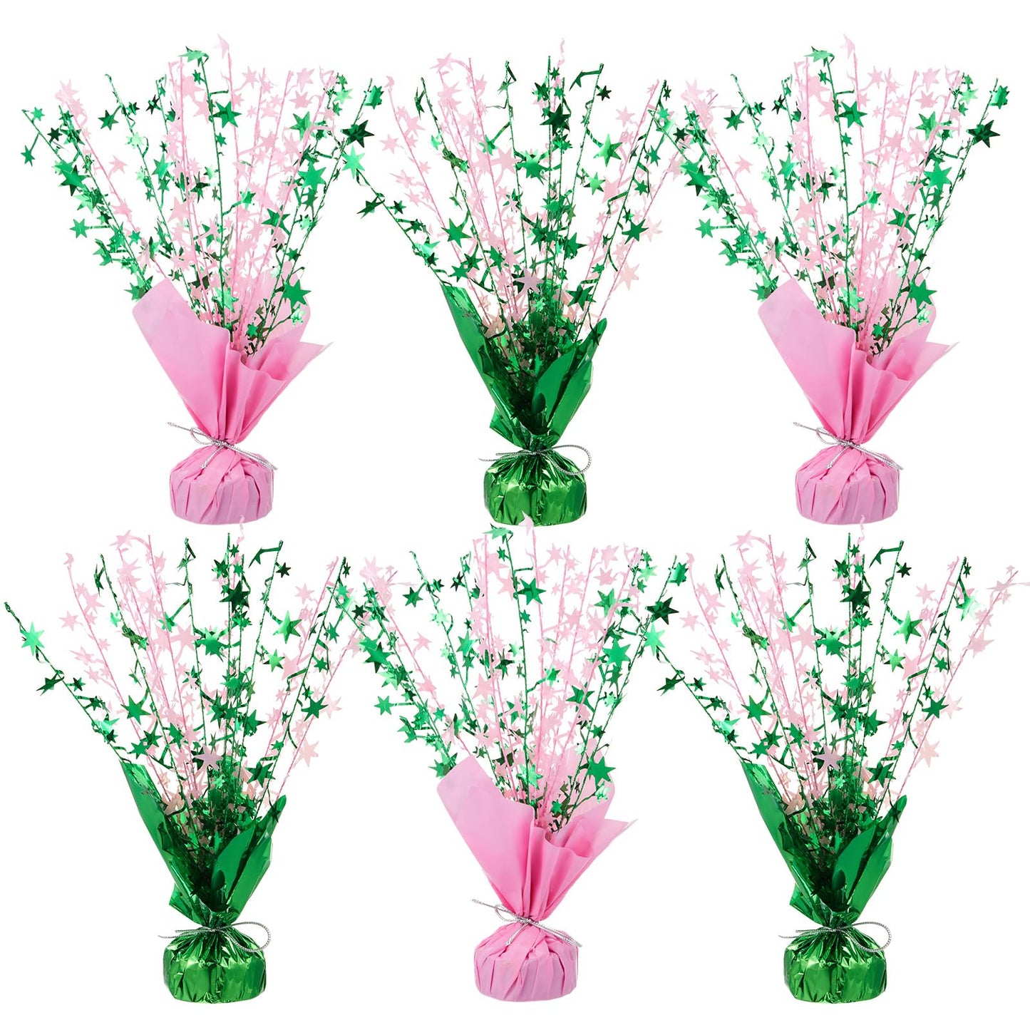 Geelin 6 Pack Witch Theme Party Supplies Pink and Green Metallic Foil Spray Centerpiece Star Table Decoration for Birthday Wedding Anniversary Graduation Holiday Party Supplies Decor