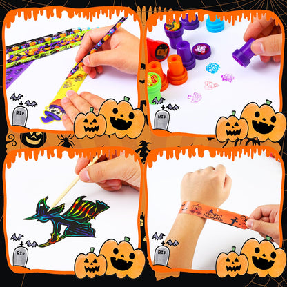 SHODMI 192Pcs Halloween Favors Stationery Gift Set, Trick or Treat Gifts for Kids, Halloween Party Favors for Kids Classroom Prizes Bulk Halloween School Supplies Goodie Bag Stuffers Fillers