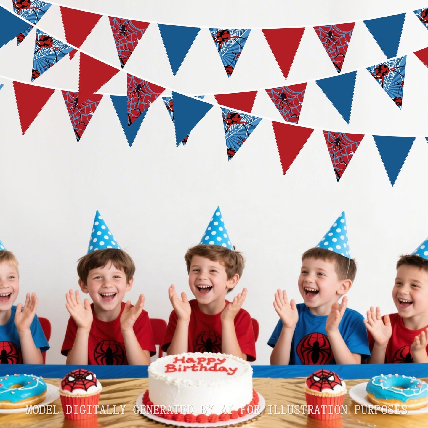 32Ft Spider Party Decorations Red Blue Spider Web Triangle Flag Pennant Banner Fabric Garland Streamer for Kids Boys Cartoon Super Heros Movie Birthday Superhero Baby Shower Party Decor Supplies