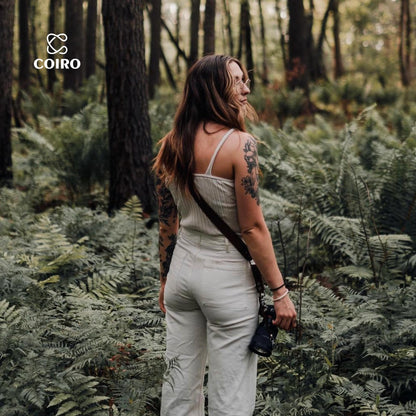 C Coiro Leather Camera Strap for One Camera - Professional Single Leather Harness Shoulder Strap Quick Release Gear DSLR/SLR, Camera Accessories for Photography, Brown