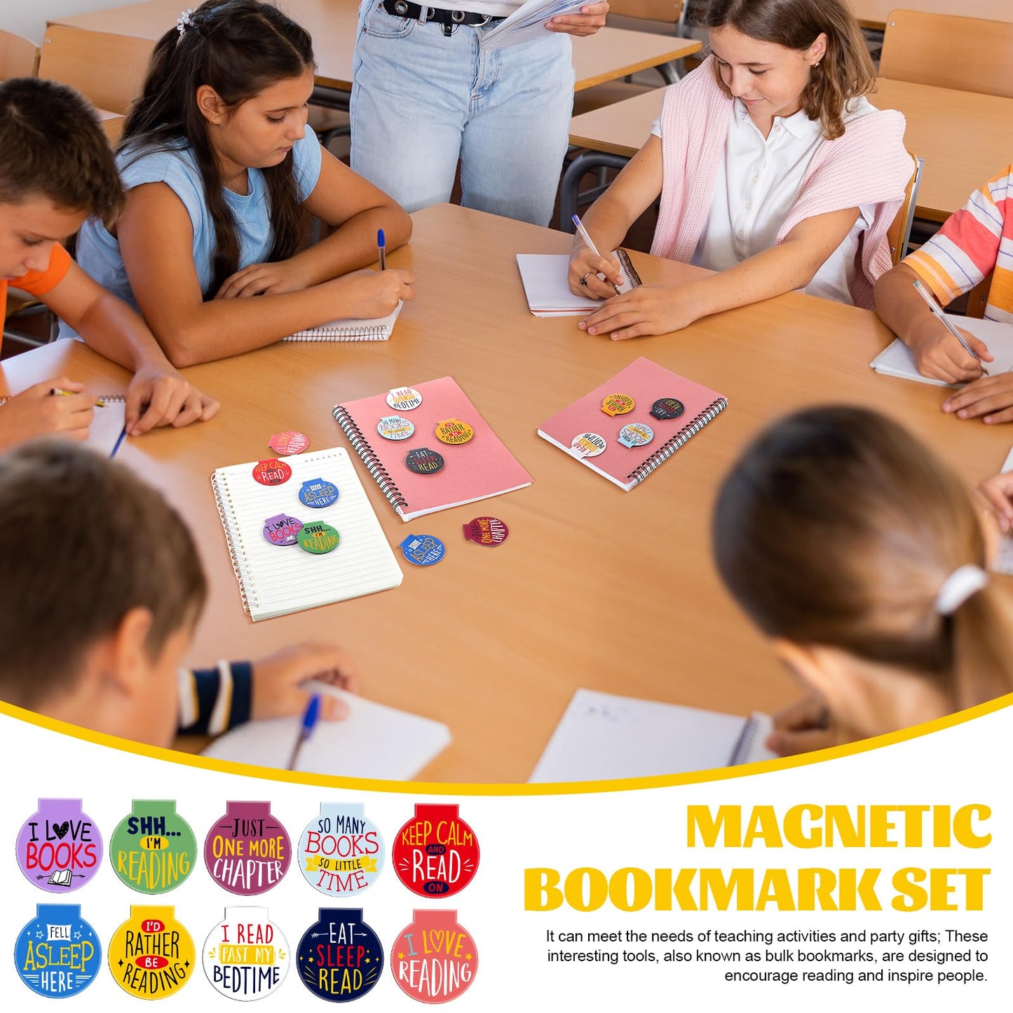AmazingSpark 100 Pcs Magnetic Reading Bookmarks Bulk Magnet Reading Awards for Book Lover Motivational Book Marker Clips for Students Teacher Office Classroom Incentives