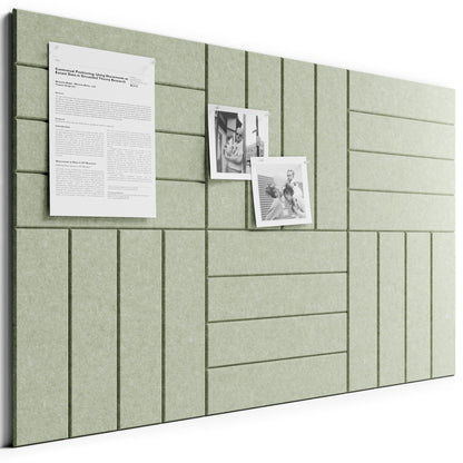 Bumusty Large Cork Board Alternative-36 x 24" Felt Bulletin Board Tiles, with 30 Pushpins, 40 Adhesive Tabs, Bold-Stripe 6-Pack, Cork Boards for Office Push Pin Board Felt Board-Sage