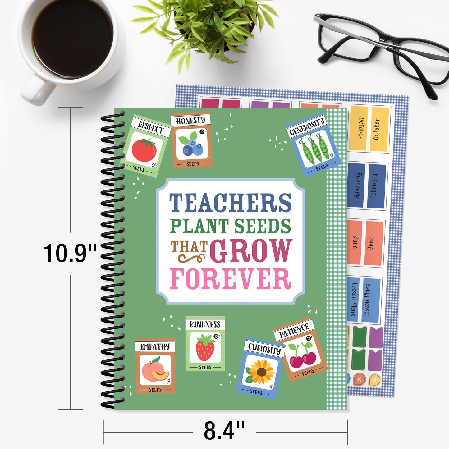 Carson Dellosa Education Teachers Plant Seeds That Grow Together 128-Page Teacher Planner, Undated 8"x11" Lesson Plan Farmers Market Themed Book With Stickers, Class Schedule, Weekly Calendar, Classroom Must Haves, Homeschool Essentials, School Supplies