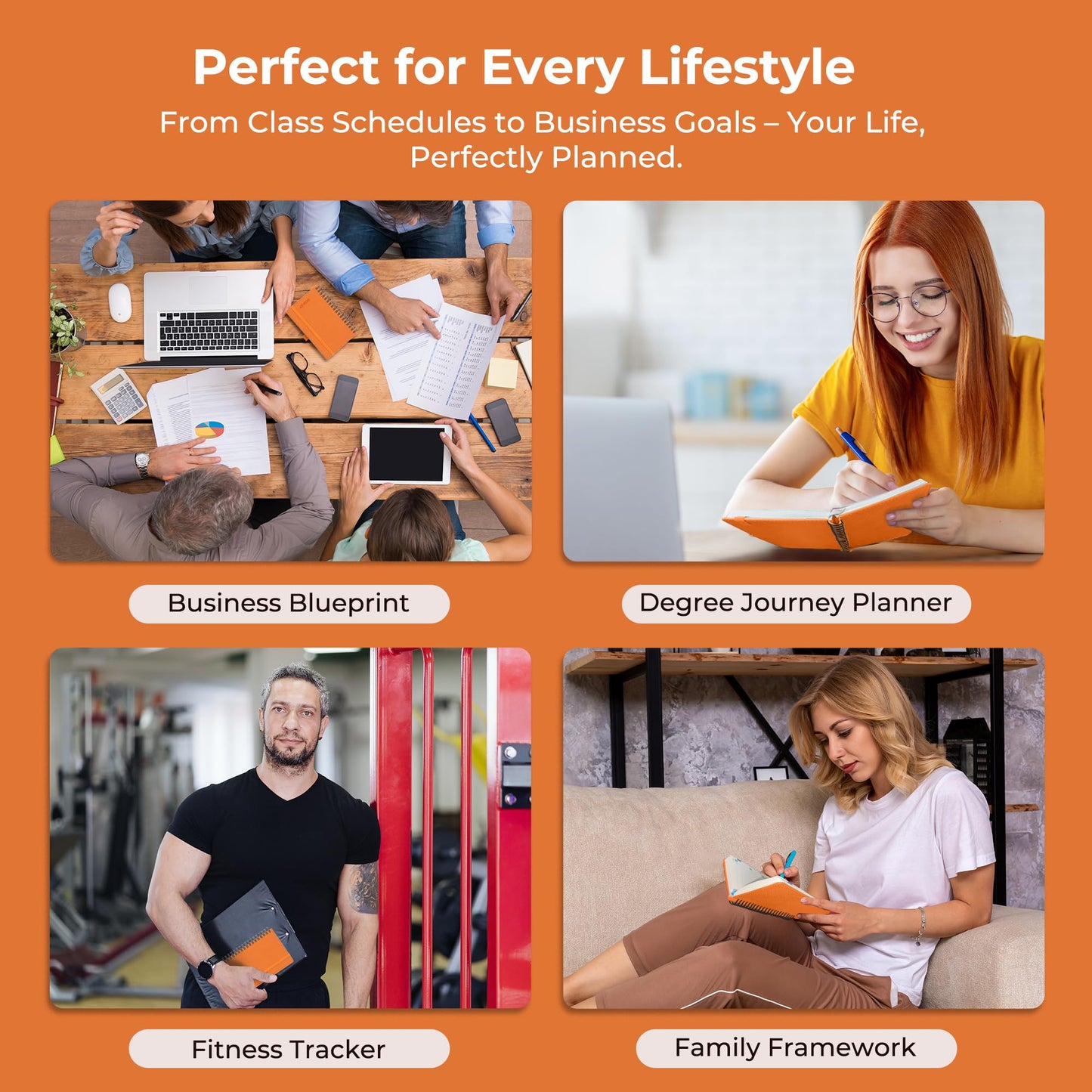 IN-LUXPRO Planner 2026-2027 Daily Weekly and Monthly,6.5"x3.75",18 Months Spiral Bound Calendar Agenda with Self-adhesive Pen Holder,2026 Academic Plan with Vegan Leather Soft Cover,Orange
