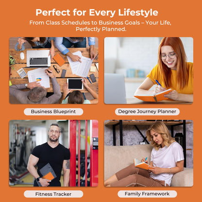 IN-LUXPRO Planner 2026-2027 Daily Weekly and Monthly,6.5"x3.75",18 Months Spiral Bound Calendar Agenda with Self-adhesive Pen Holder,2026 Academic Plan with Vegan Leather Soft Cover,Orange