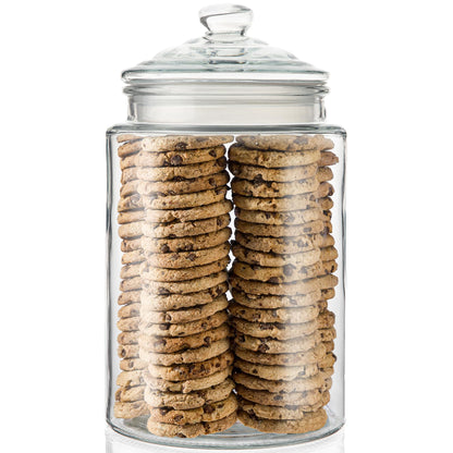 2-Gallon Tall Glass Cookie Jar with Airtight Lid – Large Kitchen Canister for Cookies, Sugar, Flour, and Dog Treats