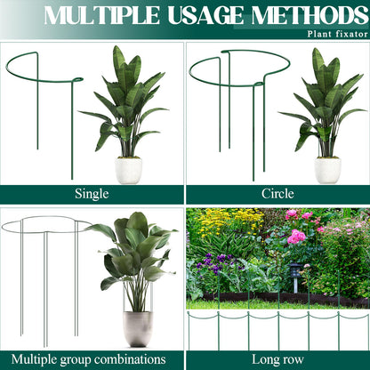 6-Pack 46.3” Plant Support Stakes, Steel Plant Cage & Peony Tomato Hydrangea Cage, Garden Stakes for Outdoor Plants, Heavy-Duty Plant Stakes, 16.7” Support + 29.6” Extension Tubes