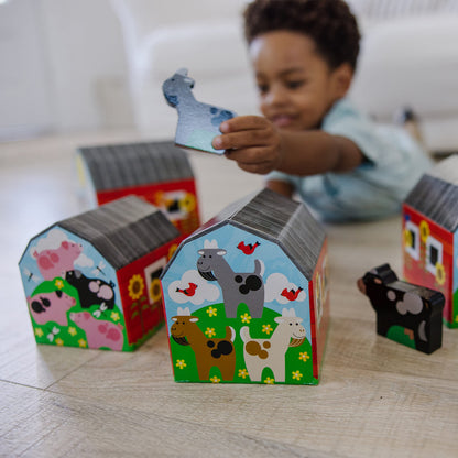 Melissa & Doug Nesting and Sorting Barns and Animals with 6 Numbered Barns and Matching Wooden Animals